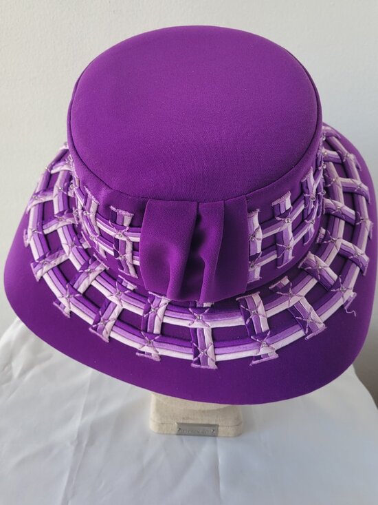 Vintage Ben Marc International Women’s Wool Purple Braided Hat w/Band main image 12